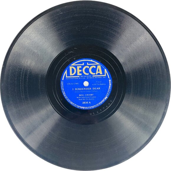Bing Crosby I Surrender Dear 10in Shellac 78 RPM Decca 2535 Vintage Record - Picture 1 of 4